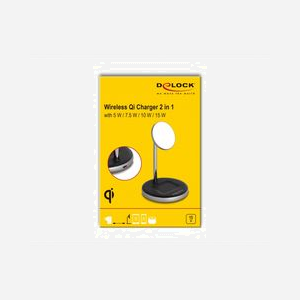 DeLOCK Station de Charge Qi 2-en-1 5/7.5/10/15W Noir/Gris/Blanc, USB-C, 2 appareils, 12V, Support Smartphone, Câble USB-C inclus - Miniature 5