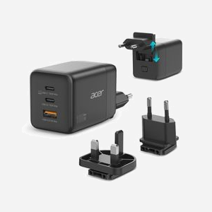 Chargeur secteur Acer HP.DSCAB.019 Universel Noir : 2x USB-C Power Delivery 100W, 1x USB-A 3.2 Gen 1, GaN, PPS, Charge Rapide, Protection Surtension/Courant/CC