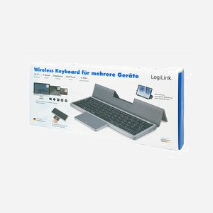 LogiLink ID0214 Clavier Bluetooth 5.1 QWERTZ Allemand 78 touches, 2.4GHz, Batterie 420mAh, Gris, Compatible Windows/macOS/Android/iOS/ChromeOS - Miniature 5