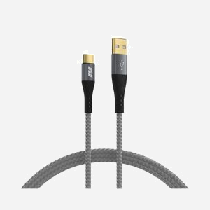 Câble EFB Elektronik USB-AC-00002 USB 2.0 A vers C 1m Noir/Gris, Contacts Or, Taux 0.48Gbit/s, Power Delivery 60W, Courant 3A, Tresse Textile
