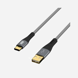 Câble EFB Elektronik USB-AC-00002 USB 2.0 A vers C 1m Noir/Gris, Contacts Or, Taux 0.48Gbit/s, Power Delivery 60W, Courant 3A, Tresse Textile - Miniature 2