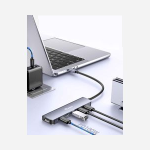 Equip 133499 Station d'accueil USB 3.2 Gen 2 Type-C, 4K Ultra HD, Power Delivery 100W, Boîtier Aluminium Gris, Câble 0.25m, Compatible Windows/macOS/Android - Miniature 2