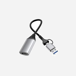 Equip 133498 Adaptateur Graphique USB Type-A/Type-C vers HDMI 1080p 60Hz, boîtier aluminium gris, taux transfert 5Gbit/s, dimensions 22.5x11.3x285mm