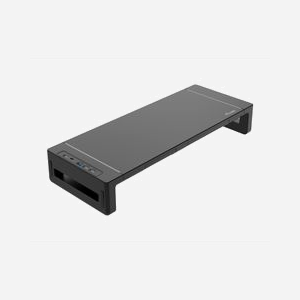 Equip 650883 Support Bureau Écran Plat Noir 25kg, Concentrateur USB 3.2 Gen 1 (3.1 Gen 1) Ports Type A/C, Tiroir, Compartiment Tablette, 200x520x85mm