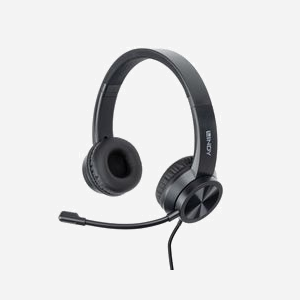 Lindy Casque de Bureau USB-C 20439 - Binaural, Supra-Aural, Micro Omnidirectionnel, 20-20000Hz, 32 Ohm, Câble 1.95m, Adaptateur USB Type-A Inclus