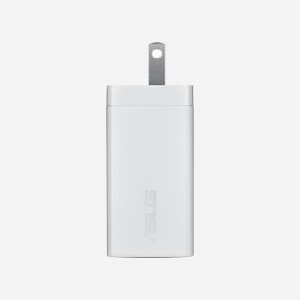 ASUS Chargeur Secteur Universel 65W (90XB09AN-BPW010) 2x USB-C Power Delivery 3.0/PPS, Charge Rapide GaN/QC4, 100-240V, câble 1.5m, Blanc - Miniature 2