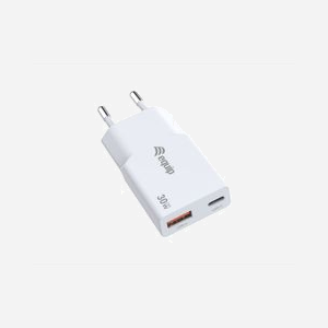 Equip 245523 Chargeur Secteur Universel Blanc - USB 2.0 + USB-C Power Delivery 3.0 & Quick Charge 3.0 - 30W Max, GaN, Protections Multiples