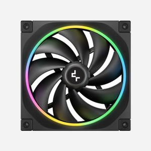 DeepCool FL14 Ventilateur 140mm pour Boîtier PC - 500-1700 RPM, 66.59 CFM, 2.37 mmH2O, FDB, LED RGB 42, 4-Pin PWM, 12V Noir (R-FL14-BKAPN1-G) - Miniature 2