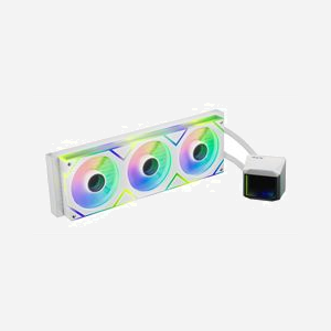 XPG LEVANTE II 360 Refroidisseur liquide AIO pour processeur, 3 ventilateurs 12cm, 800-2000 tr/min, 58 CFM, 29.33dB, sockets LGA 115x/1200/1700/AM4/AM5, radiateur aluminium 396mm, blanc - Miniature 2