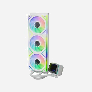 XPG LEVANTE II 360 Refroidisseur liquide AIO pour processeur, 3 ventilateurs 12cm, 800-2000 tr/min, 58 CFM, 29.33dB, sockets LGA 115x/1200/1700/AM4/AM5, radiateur aluminium 396mm, blanc - Miniature 3
