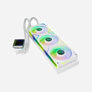 XPG LEVANTE II 360 Refroidisseur liquide AIO pour processeur, 3 ventilateurs 12cm, 800-2000 tr/min, 58 CFM, 29.33dB, sockets LGA 115x/1200/1700/AM4/AM5, radiateur aluminium 396mm, blanc - Miniature 4