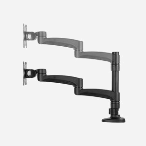 Support écran bureau B-Tech BT7373 noir pour écran jusqu'à 28" (71.1cm), fixation pince, VESA 75x75/100x100, charge max. 9kg, inclinaison -90°/+65°, pivot 360°, gestion câbles - Miniature 2