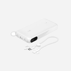 Belkin BPB028hqWH Batterie Externe 20000 mAh, 1x USB-A, 2x USB-C, Recharge Secteur, Ecran Intégré, Protection Surchauffe, Blanc, Câble USB-C inclus - Miniature 2