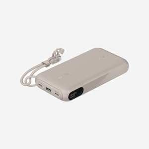 Belkin BPB028HQSD Batterie Externe 20000 mAh Sable, 1x USB-A, 2x USB-C, Charge Smartphones/Tablettes, Écran Intégré, 77.2x152x25.1mm, Câble USB-C inclus - Miniature 1
