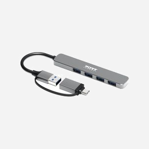 Hub USB Port Designs 900161, USB 2.0 Type-A vers 4 ports USB Type-C, 5000 Mbit/s, Aluminium, 110x60x8 mm, compatible macOS et Windows - Miniature 2