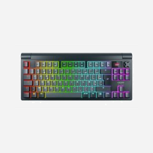 CHERRY XTRFY MX 8.3 TKL Wireless : Clavier Gaming AZERTY Français, Switch Cherry MX2A Red, USB+RF Wireless+Bluetooth, Rétroéclairage LED RGB, Gris