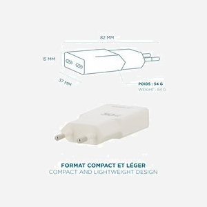 Mobilis Chargeur Secteur Universel 30W, 2 Ports USB-C PD/PPS, GaN, Type C, Blanc, 82x37x15mm, 52g, Compatible Smartphones/Tablettes - Miniature 4