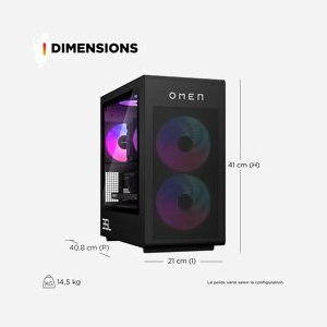 HP OMEN 35L GT16-1006nf - PC gaming tour AMD Ryzen 7 9800X3D 8 cœurs 16 threads 64 Go DDR5-SDRAM 4 To SSD AMD Radeon RX 7900 XT Windows 11 Home noir - Miniature 3