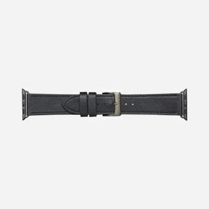 Bracelet dbramante1928 Copenhagen Cuir pleine fleur Noir/Gris 42/44mm pour Apple Watch SE/Series 1-6, boucle métal Gris, 35mm x 165mm x 7mm, 20g - Miniature 1