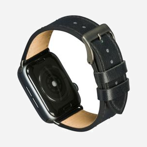 Bracelet dbramante1928 Copenhagen Cuir pleine fleur Noir/Gris 42/44mm pour Apple Watch SE/Series 1-6, boucle métal Gris, 35mm x 165mm x 7mm, 20g - Miniature 2