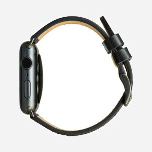 Bracelet dbramante1928 Copenhagen Cuir pleine fleur Noir/Gris 42/44mm pour Apple Watch SE/Series 1-6, boucle métal Gris, 35mm x 165mm x 7mm, 20g - Miniature 3