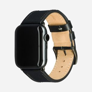 Bracelet dbramante1928 Copenhagen Cuir pleine fleur Noir/Gris 42/44mm pour Apple Watch SE/Series 1-6, boucle métal Gris, 35mm x 165mm x 7mm, 20g - Miniature 4