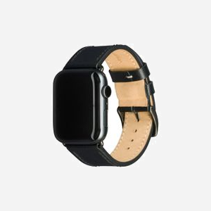 Bracelet dbramante1928 Copenhagen Cuir pleine fleur Noir/Gris 42/44mm pour Apple Watch SE/Series 1-6, boucle métal Gris, 35mm x 165mm x 7mm, 20g - Miniature 5