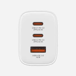 Verbatim 32353 - Chargeur Secteur Universel 65W, 2x USB-C Power Delivery 3.0, 1x USB-A 3.2 Gen 1, Quick Charge 3.0, GaN, Blanc - Miniature 4