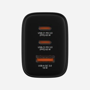 Verbatim Chargeur Secteur Universel 65W Noir (Réf. 32352) - 2x USB-C Power Delivery 3.0 & Quick Charge 3.0 + 1x USB-A 3.2 Gen 1, GaN, Protections - Miniature 4