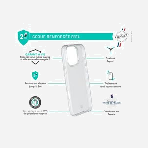 BIG BEN Coque FCFEELIP16PMT pour iPhone 16 Pro Max, 6.9", Transparente, Anti-choc 2m, Système Tryax 3D, 50% Plastique Recyclé GRS - Miniature 2