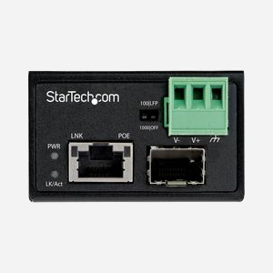 StarTech.com Convertisseur Fibre RJ45 PoE+ Industriel IMC1GSFP30W - Gigabit Ethernet 10/100/1000 Mbps - SFP Open - 30W PoE - IP30 - -40°C à +75°C - Miniature 2