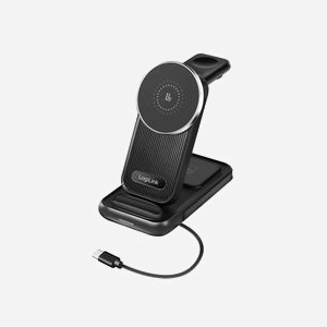 LogiLink PA0292 Chargeur CC 9V 2.82A 20.5W Noir pour Casque, Smartphone & Smartwatch, Recharge sans fil, Charge rapide, Intérieur