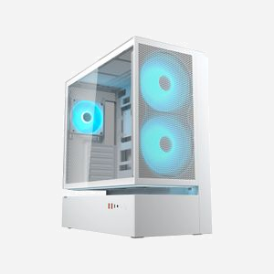 COUGAR CGR-2DA4W-M Boîtier PC Midi Tower Blanc, Acier/Verre, ATX/Micro-ATX/Mini-ITX, 2x160mm Avant, 1x120mm Arrière, USB 3.2, RGB