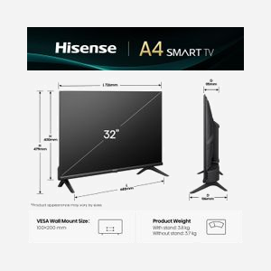 Hisense 32E4QT TV LED 32" HD (1366x768) Smart TV VIDAA, DVB-T2/C/S2, HDMI 1.4, WiFi, Ethernet, HDR10, Noir, 8.5ms, 60Hz - Miniature 2