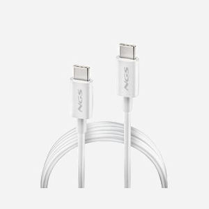 NGS Câble USB-C vers USB-C 1m 60W USB 2.0 Blanc - Nylon/PVC - 20V/3A - Transfert données 0.48 Gbit/s - Certifications CE, RoHS - Miniature 1