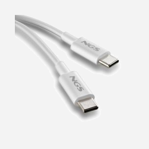 NGS Câble USB-C vers USB-C 1m 60W USB 2.0 Blanc - Nylon/PVC - 20V/3A - Transfert données 0.48 Gbit/s - Certifications CE, RoHS - Miniature 3