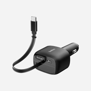 Belkin Chargeur Allume-cigare Universel 75W Noir - 1x USB-C + 1x USB-A, Câble Rétractable 0.75m, Protection Surchauffe/Sous-tension, CCC001HQBK - Miniature 5