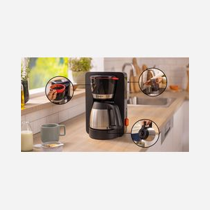 Bosch TKA6M273 : Machine à café filtre, 1000W, capacité 1.1L (12 tasses), carafe, indicateur niveau d'eau, arrêt automatique, noir - Miniature 3