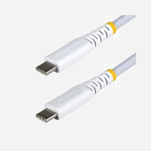 StarTech.com Câble USB 2.0 USB-C Mâle/Mâle 0.3m, Blanc, 0.48 Gbit/s, Contacts Nickel, Power Delivery 60W, AWG 23/28