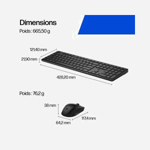 HP Ensemble Clavier et Souris Multi-dispositifs BE1M6AA#ABF Blanc FR : Touche Copilot, USB/Bluetooth, compatible Windows/macOS/Android/iOS/ChromeOS, 428x121x22mm - Miniature 2
