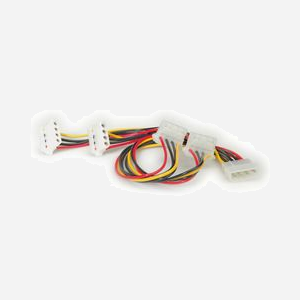 ROLINE Câble Y d'Alimentation Interne 4-Pin Molex Mâle vers 2 x 4-Pin Molex Femelle 0.45m (0.3m/0.15m) 90° Noir/Rouge/Blanc/Jaune