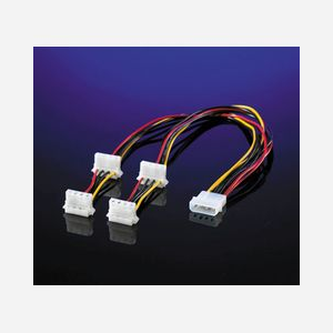 ROLINE Câble Y d'Alimentation Interne 4-Pin Molex Mâle vers 2 x 4-Pin Molex Femelle 0.45m (0.3m/0.15m) 90° Noir/Rouge/Blanc/Jaune - Miniature 2