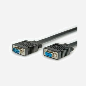ROLINE Câble VGA (D-Sub) Mâle vers VGA (D-Sub) Femelle 10m Noir - HD15 M/F, Double Blindage (Feuille & Tresse), 3 Coax RVB, AWG 28, Ref: 11.04.5310 - Miniature 1