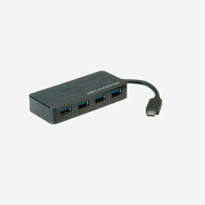 ROLINE Hub USB 3.0 4 Ports - USB 3.1 Type C, Transfert 5Gbit/s, Compatible USB 2.0/1.1, Alimentation 5V 4A, Dimensions 15x90x40mm, Plastique, Réf: 14.02.5035
