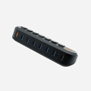 Hub ROLINE 14.02.5063 USB 2.0 vers USB 3.2 Gen 1 Type-A 6 Ports 5000 Mbit/s Boîtier Aluminium Noir, Alimentation 12V 2A - Miniature 2