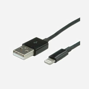 VALUE Câble Lightning vers USB-A 1m, Noir, USB 2.0, Compatible iPhone/iPad/iPod (versions listées), Référence 11.99.8321