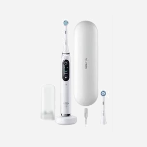 Oral-B iO 9N Brosse à Dents Vibrante Adulte Blanche avec 7 Modes (Soin Quotidien, Gencives, Intense, Sensible, Tongue care, Blanchiment), Capteur de Pression et 2 Têtes