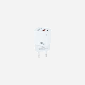 Chargeur Secteur Universel TooQ 30W GaN, 1 Port USB 2.0, 1 Port USB Type-C, Charge Rapide, 100-240V, Blanc, avec Adaptateur Secteur EU - Miniature 1