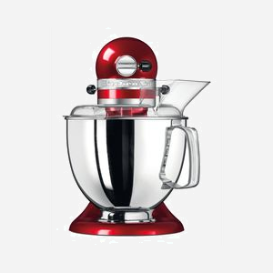 KitchenAid Artisan Robot Mixer 300W Rouge Candy Apple, Bol 4.8L Inox, 10 Vitesses, Batteur/Pétrin/Mélange, AC 220-240V, Zinc/Inox, 240x370x360mm - Miniature 3