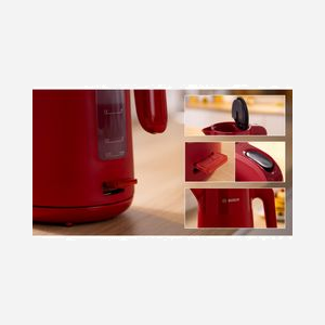 Bouilloire Bosch TWK2M164 1.7L 2400W Noir/Gris/Rouge Corps Plastique avec Indicateur Niveau d'Eau, Filtre Anti-calcaire & Sécurité Surchauffe - Miniature 2